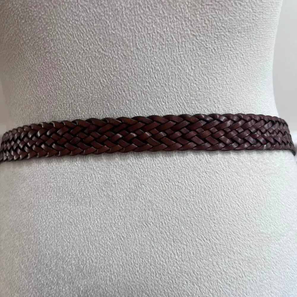 Coach Brown Braided Woven Leather Belt Made in Turkey 40” Boho Classic